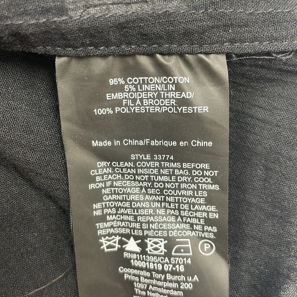 Tory Burch Fleur Embroidered Floral Woven Peasant Tunic Blouse Boho Black 8 - Picture 7 of 7